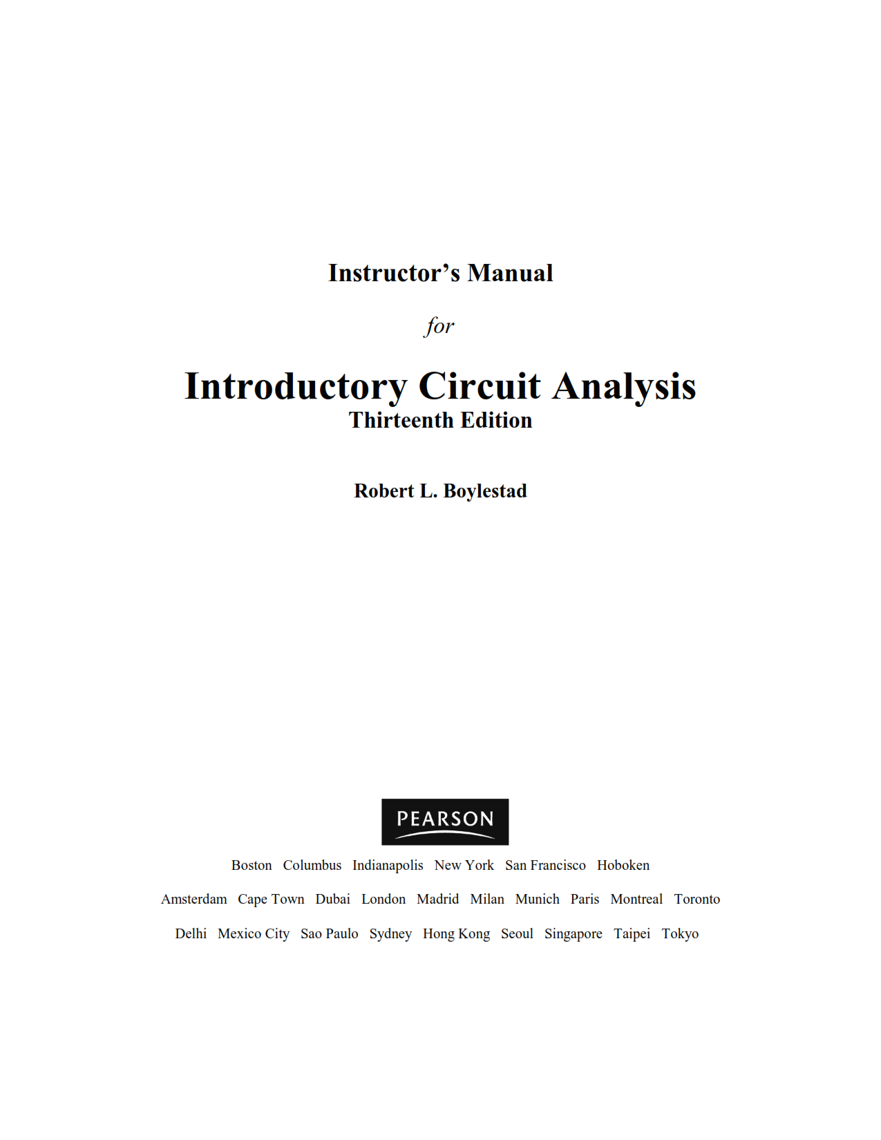 download free solution manual of Introductory Circuit Analysis 13th edition written by Boylestad , Robert L book in pdf format 
