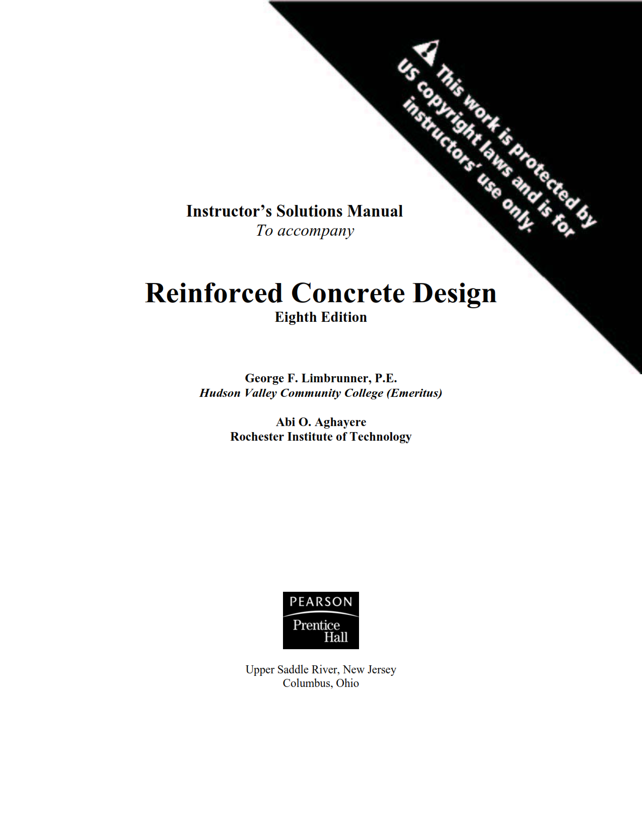 download free solution manual of Reinforced Concrete Design 8th edition by Aghayere & Limbrunner book in pdf format pdf ebook 