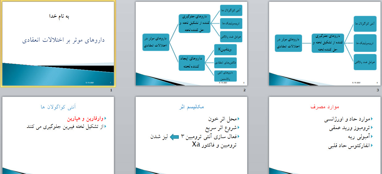 پاورپوینت داروهای موثر بر اختلالات انعقادی