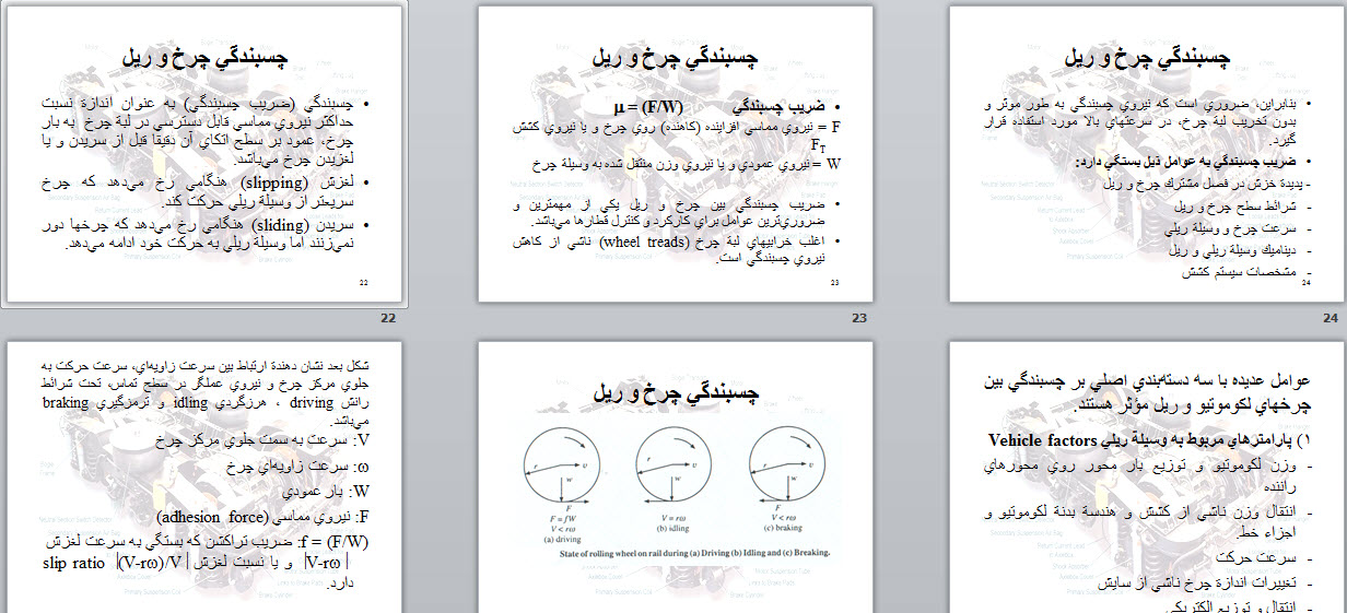 پاورپوینت مبانی طراحی بوژی (مكانيک تماس چرخ و ريل)