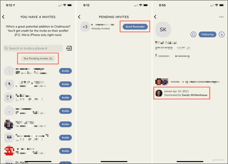 ارسال دعوتنامه به دیگران در برنامه کلاب هاوس