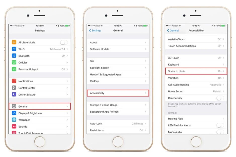 بازگشت به عقب در آیفون ( undo ) با تکان دادن