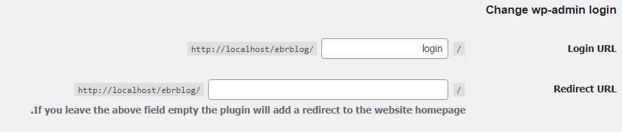 تنظیمات افزونه change wp-admin login