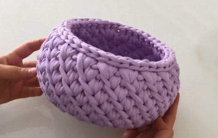 آموزش بافت سبد تریکو Knitted basket