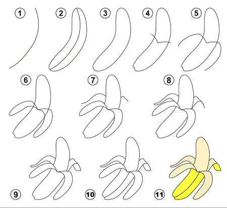 آموزش مرحله به مرحله کشیدن موز tutorial pulling bananas
